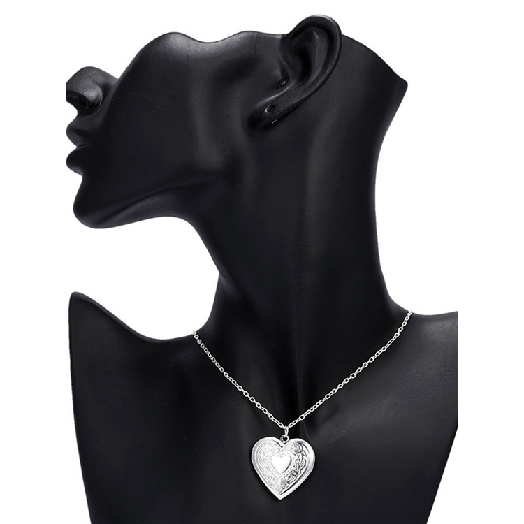 Vòng cổ Mặt Khung Ảnh Trái Tim Mở Được Màu Sắc Bạc Dành Cho Nữ