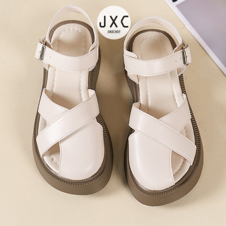 Giày sandal JINXCHOY hở ngón đế dày nhẹ nhàng thoải mái màu trơn phong cách Hàn Quốc mới thời trang cho nữ