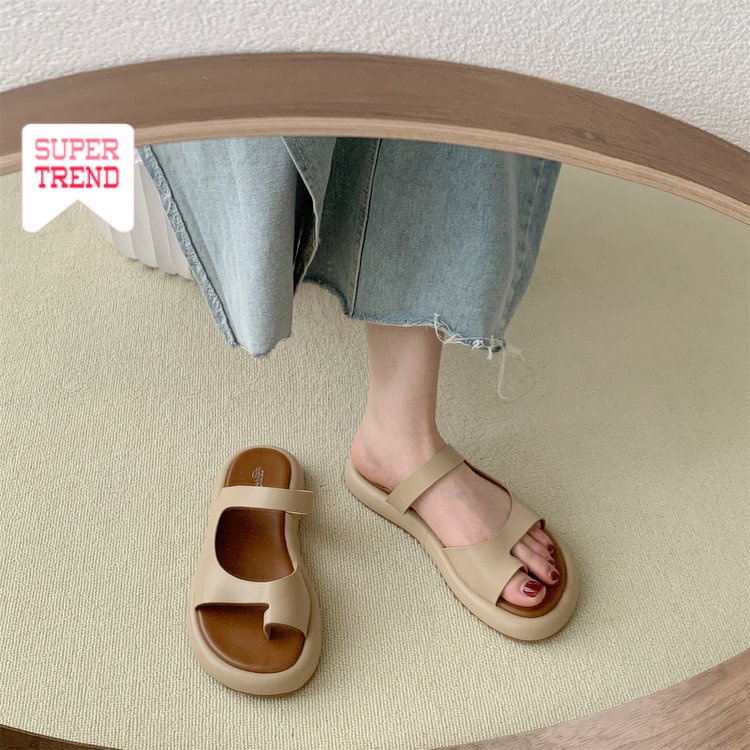 Dép Sandal Mũi Tròn Màu Trơn Thoải Mái Thời Trang Mới Dễ Phối Đồ