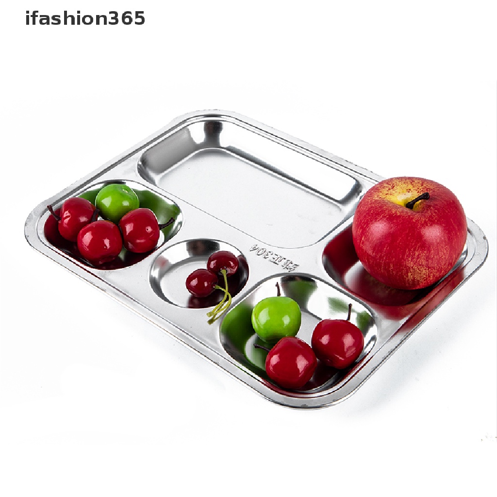 Khay Đựng Thức Ăn Chia Ngăn Bằng Thép Không Gỉ ifashion365