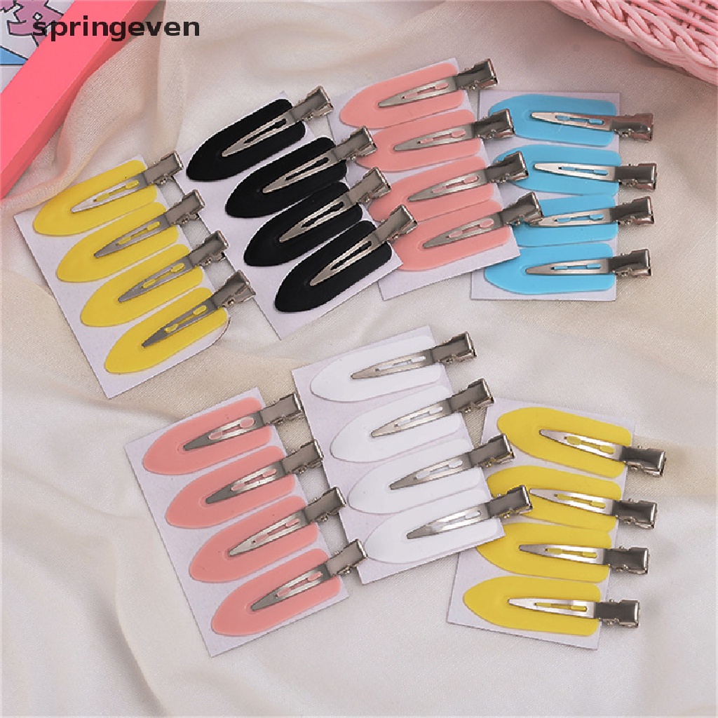 Set 4 Kẹp Tóc Mỏ Vịt Bằng Nhựa Trong Suốt Bản Rộng Không Đường May