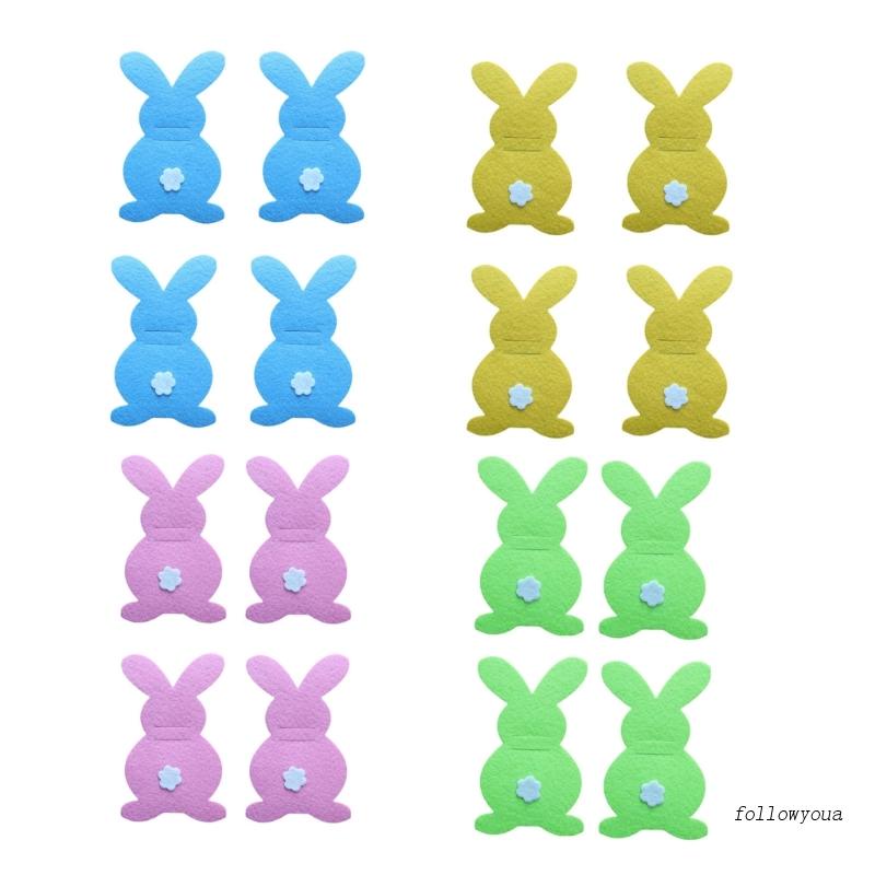 Set 4 Giá Đỡ Nĩa Bằng Vải Không Dệt Hình Thỏ Và Hoa