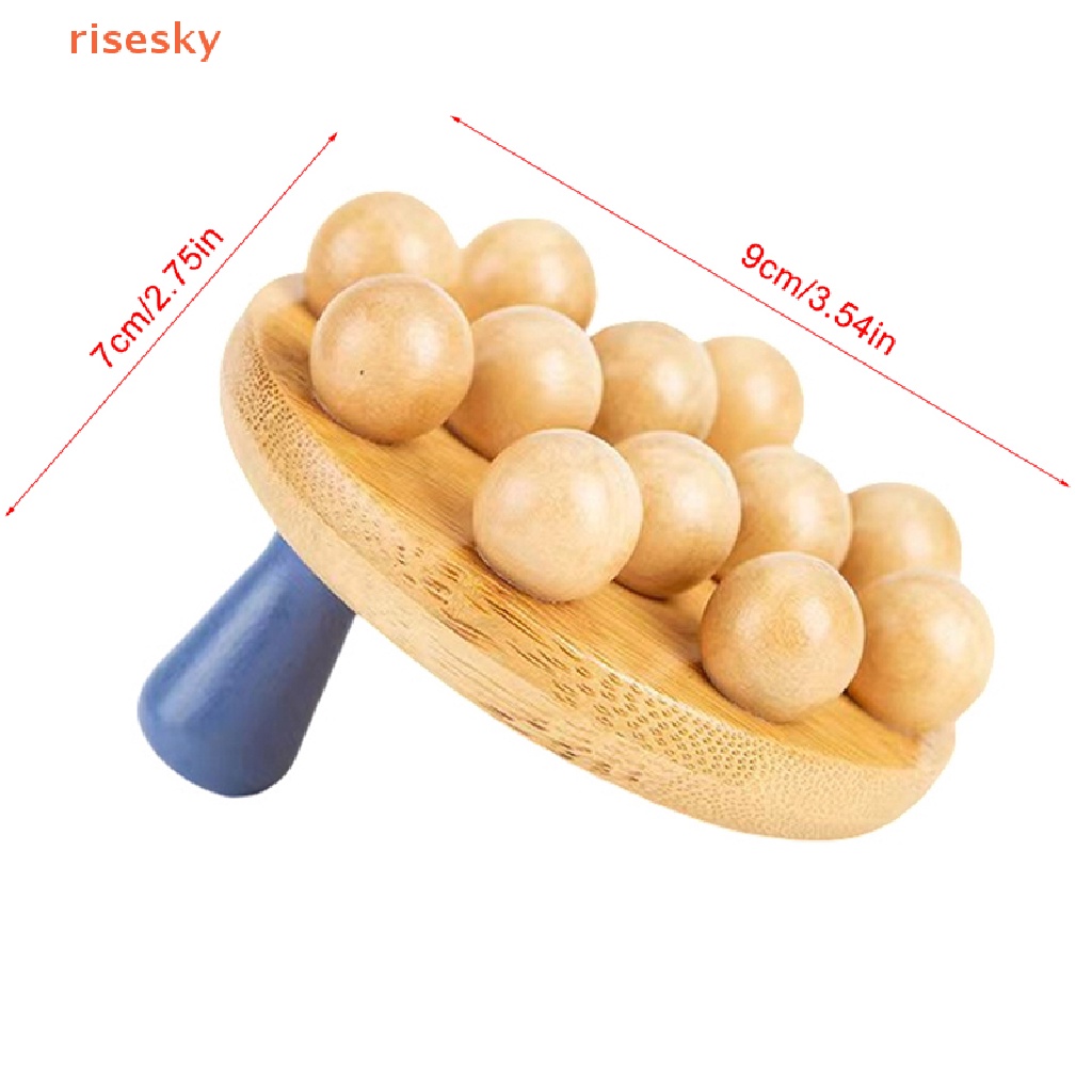 Bàn Chải Mát Xa Gua Sha 12 Hạt Cầm Tay Bằng Gỗ Cho Cơ Thể