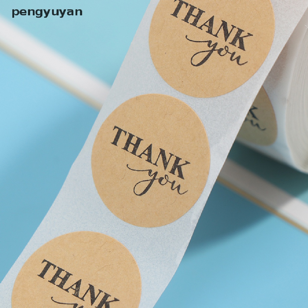 [pengyuyan] Set 500 Miếng Dán Giấy Kraft Hình Tròn In Chữ Thank you er Dùng Trang Trí Sổ Tay