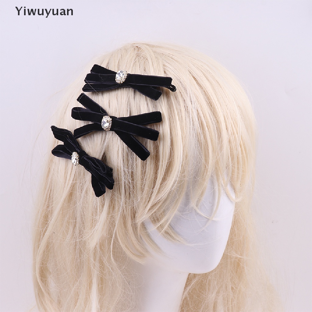 1 Kẹp Tóc Nơ Đen Đính Đá Thời Trang