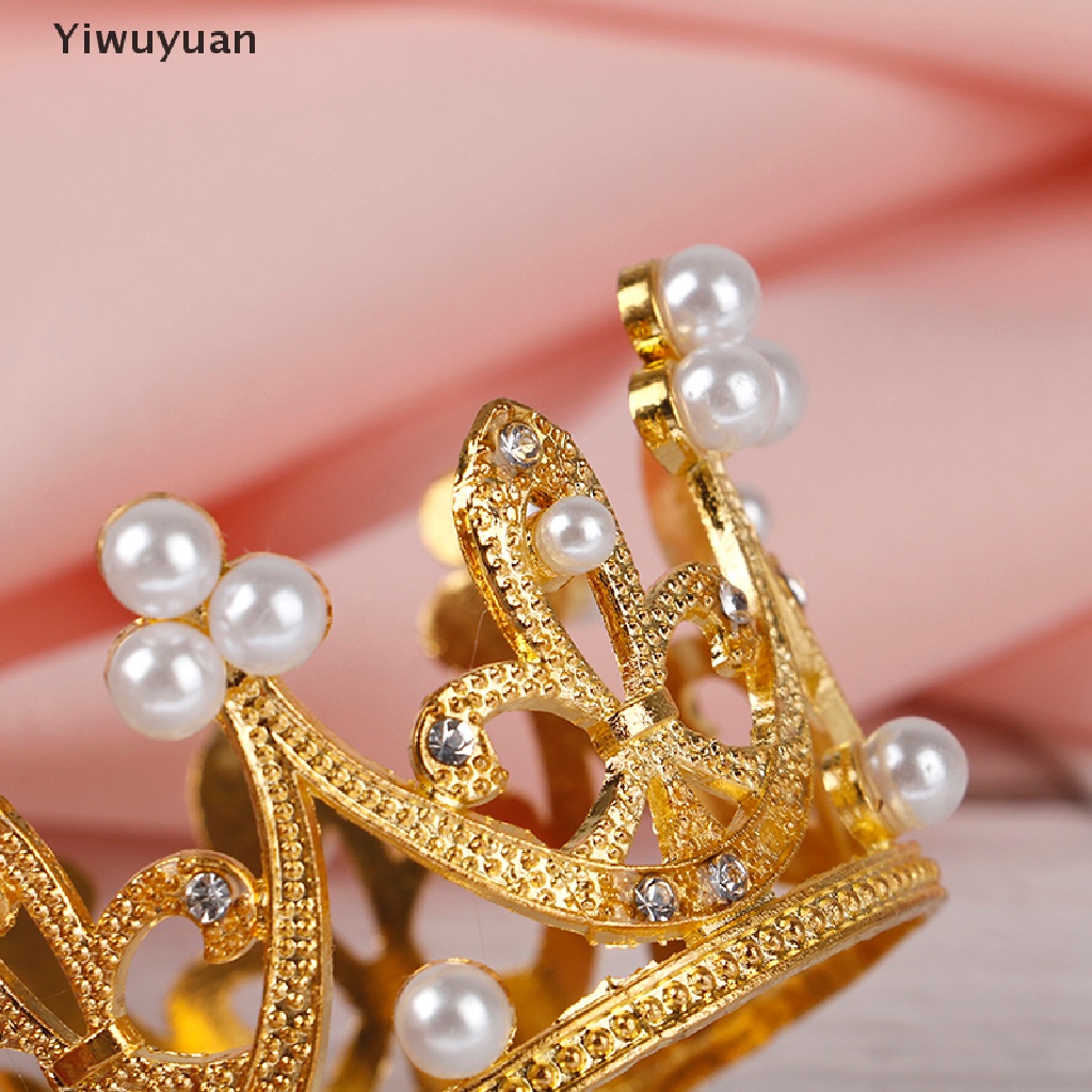 < Yiwuyuan > Cài Tóc Hình Vương Miện Công Chúa Đính Ngọc Trai Pha Lê Màu Vàng Làm Quà Tặng Ngày Lễ Tại Nhà