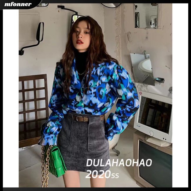 Áo Sơ Mi Chiffon Dài Tay In Họa Tiết Hoa Phong Cách Retro Thanh Lịch Cho Nữ