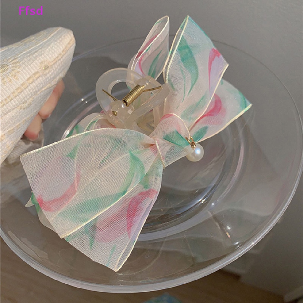 Kẹp Tóc Lưới Hình Nơ / Cá Mập Trong Suốt Thanh Lịch Cho Nữ