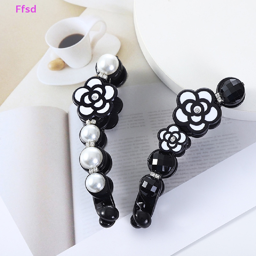 1 Kẹp Tóc Đuôi Ngựa Đính Hoa Trà Và Ngọc Trai Thanh Lịch Cho Nữ