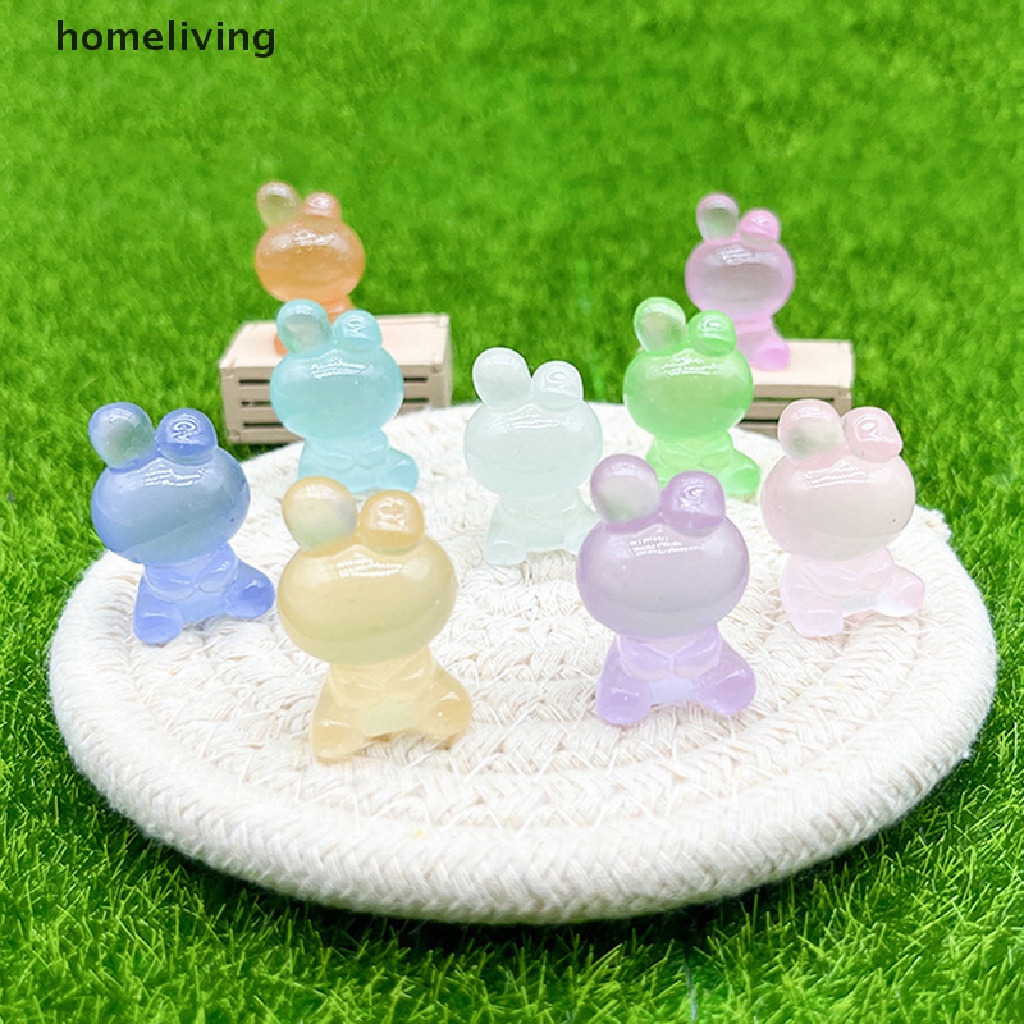 Bộ 2 Tượng Thỏ Hoạt Hình Mini Bằng Nhựa Phát Quang Dễ Thương Trang Trí Xe Hơi