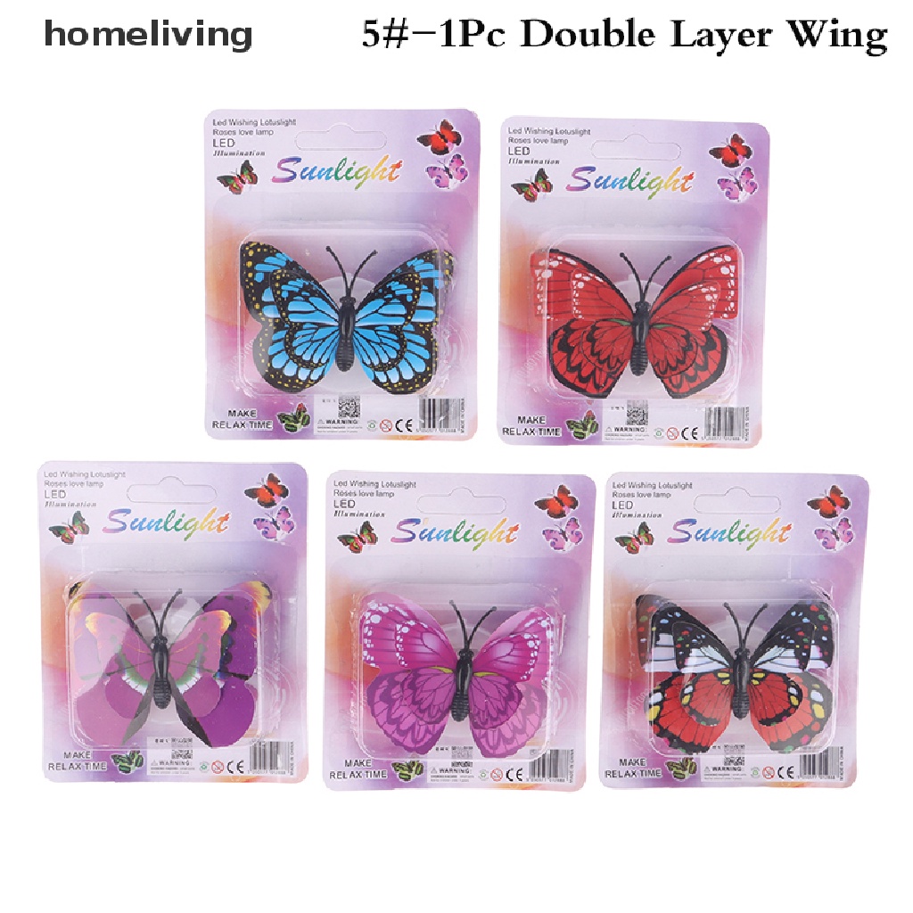 1 Miếng Dán Tường Trang Trí Hình Bướm 3D Nhiều Màu Có Đèn LED DIY