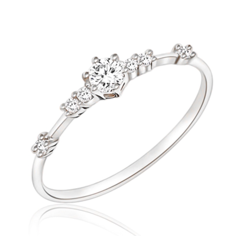 Nhẫn Đính Kim Cương Nhân Tạo 7 Cái Nhỏ Thời Trang Cho Nữ