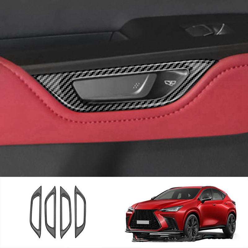 Miếng Dán Trang Trí Tay Nắm Cửa Bên Trong Xe Hơi Bằng ABS Họa Tiết Sợi Carbon Chống Bụi Cho LEXUS NX260 NX350H 2022 2023