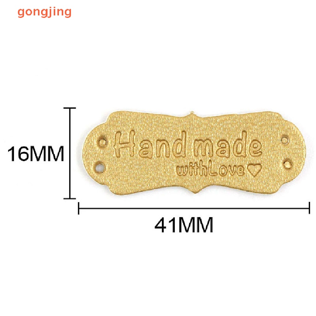 Set 50 Thẻ Tag Da PU In Chữ Handmade With Love Dùng Để May Vá DIY