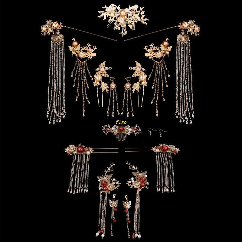 Flgo Bông Tai Tua Rua Phong Cách Trung Hoa Cổ Điển Cho Cô Dâu