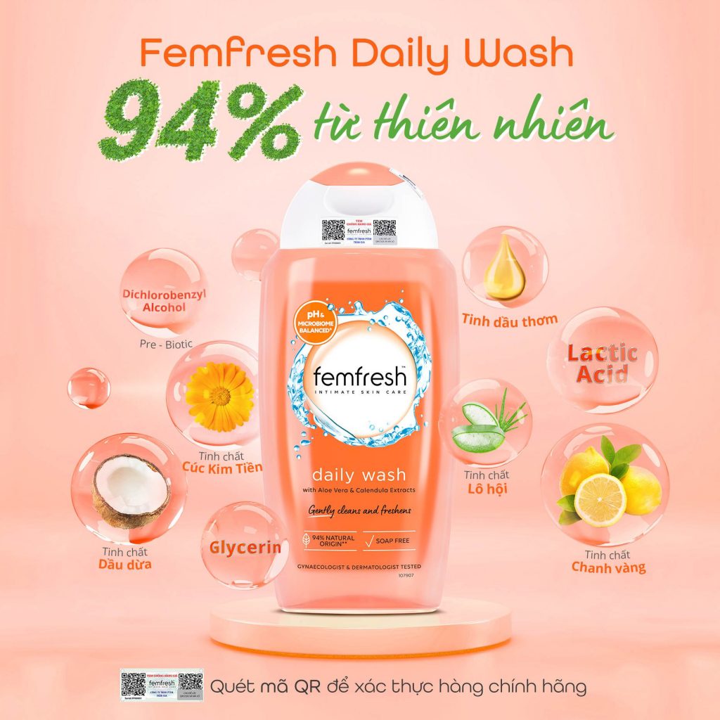 Dung dịch vệ sinh phụ nữ cao cấp hàng ngày Femfresh Daily Wash 250ml -  Extate Official Mall