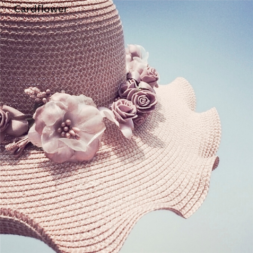 < Cardflower > Mũ Chống Nắng Đi Biển Mùa Hè Đính Hoa Thanh Lịch Cho Nữ
