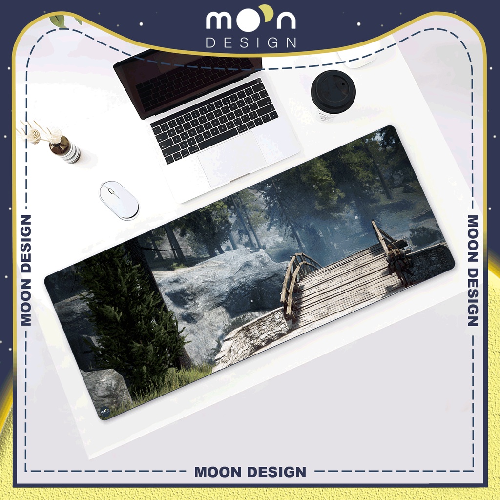 Lót Chuột Gaming in hình Game Black Desert Cảnh Cây Cầu bàn di chuột cỡ lớn Mouse Pad 30x80/40x90/50x100