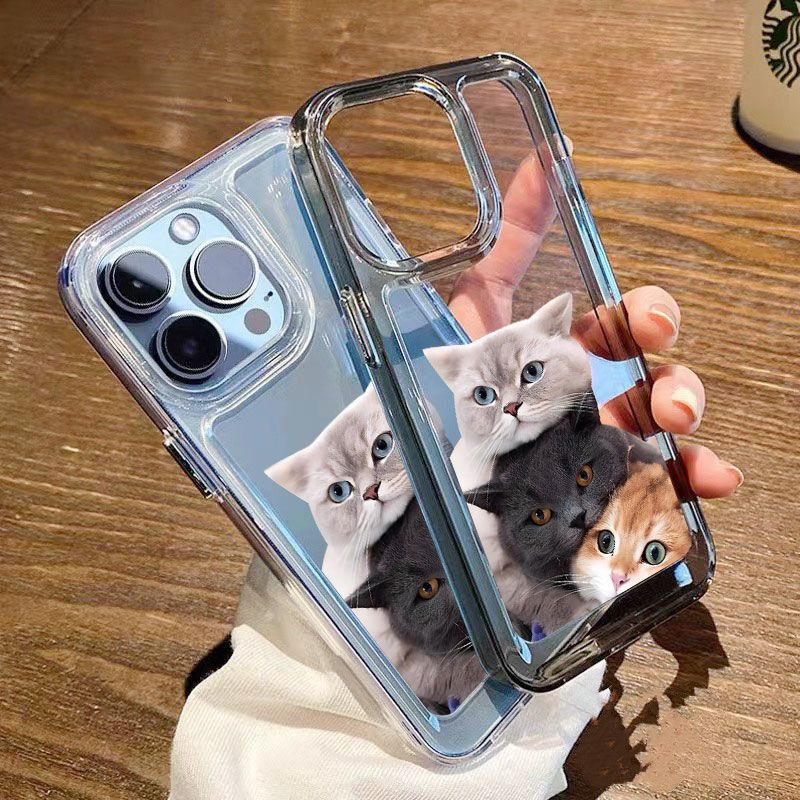 Ốp Điện Thoại TPU Mềm Trong Suốt Hình Ba Chú Mèo Cho IPhone 11 14 13 12 Pro XS Max X XR 7 + 8 6 6S Plus Sự Bảo Vệ