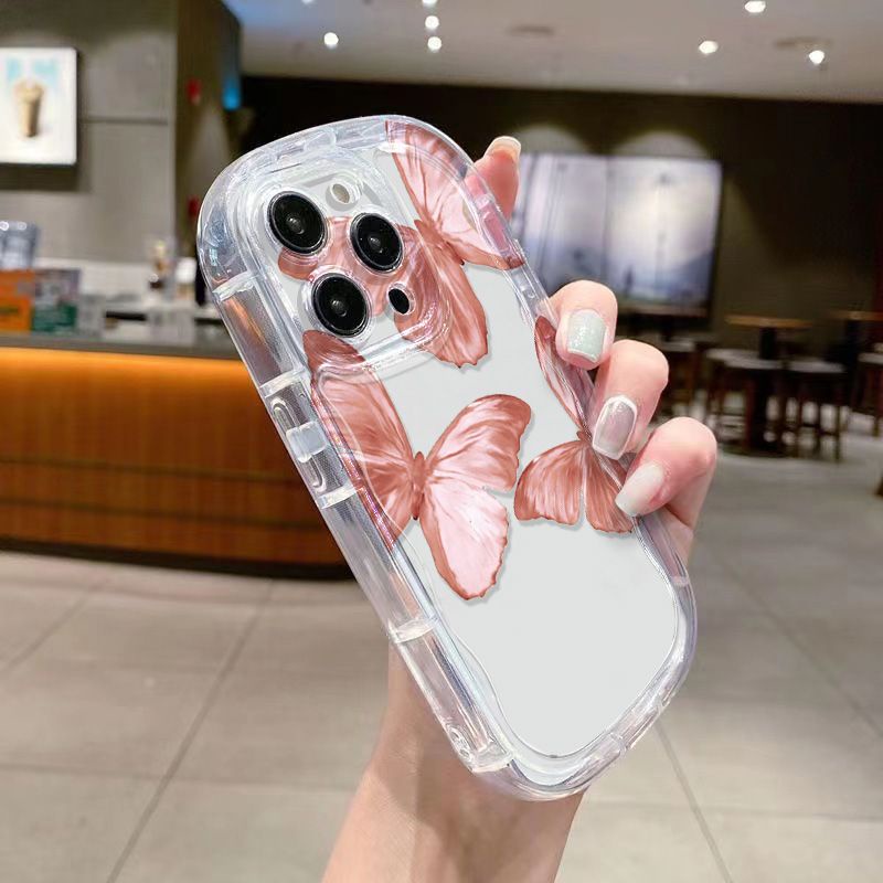 ✅Ốp Điện Thoại Mềm Trong Suốt Chống Sốc In Hình Bướm Hồng Cho Iphone 11 8P Xs13Iphone1412 / promax 7 xr