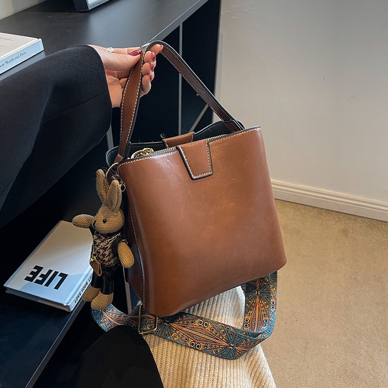 Túi Xách Bucket Cỡ Lớn Phong Cách Retro Thời Trang