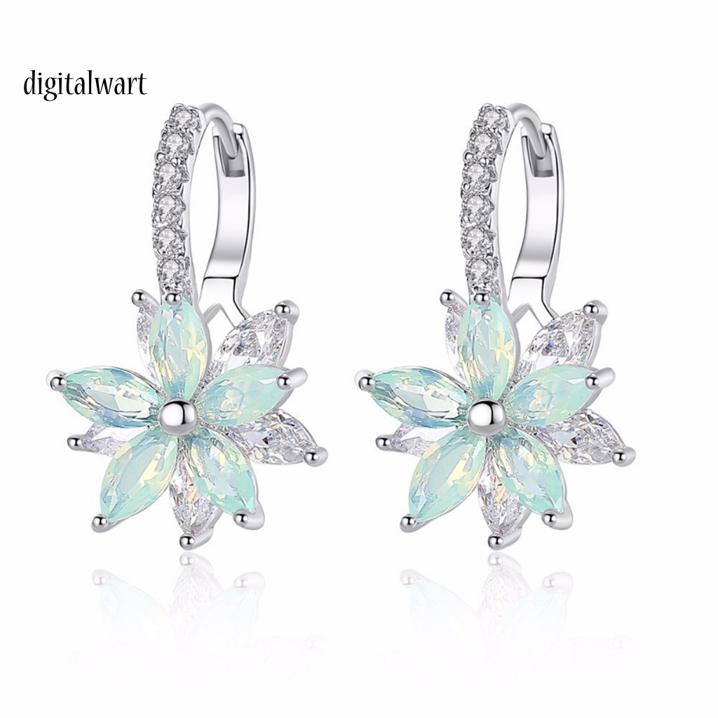 Kỹ Thuật Số| 1 Đôi Bông Tai Tròn Đính Đá Zircon Giả Trong Suốt Sáng Bóng Thời Trang Dành Cho Nữ