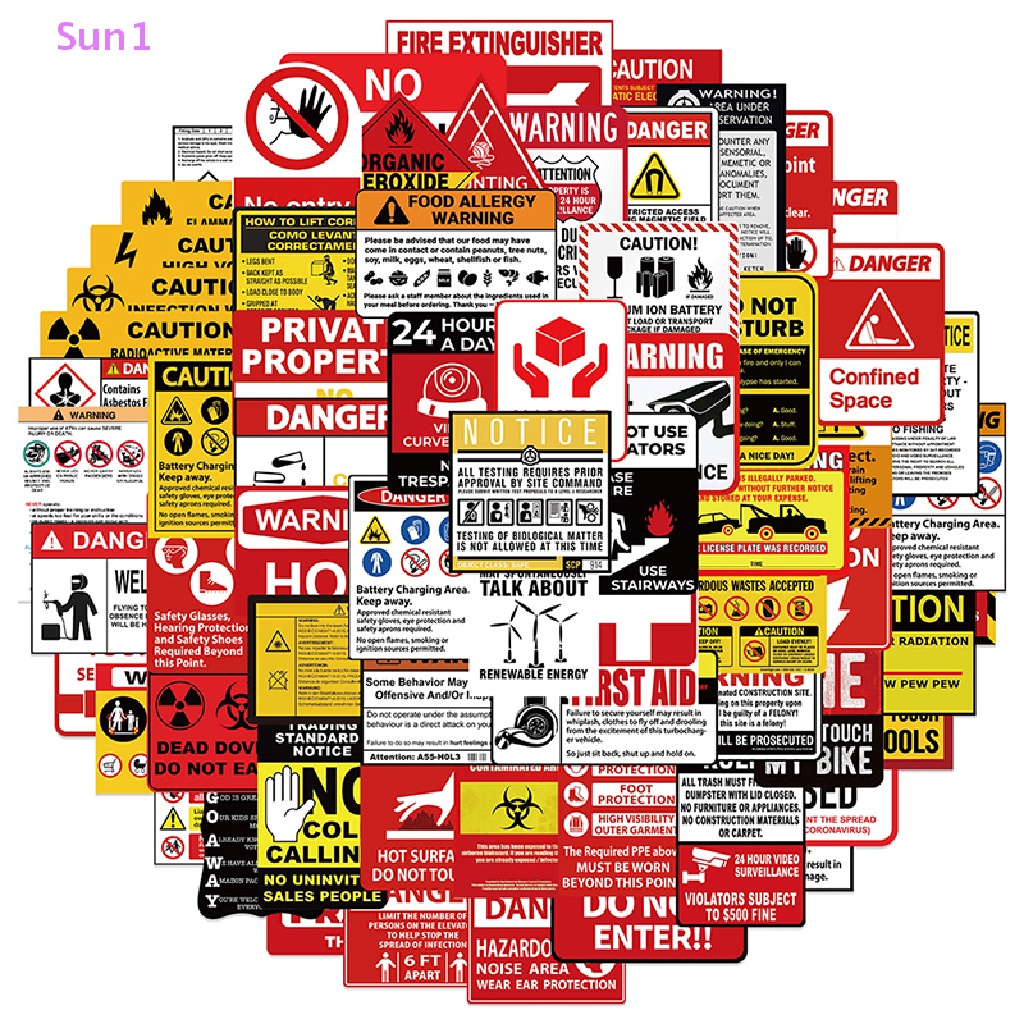 Set 75 Miếng Dán Cảnh Báo Nhắc Nhở Nhắc Nhở In Hình Biển Hiệu Trang Trí Laptop Hành Lý Sun1 &gt;