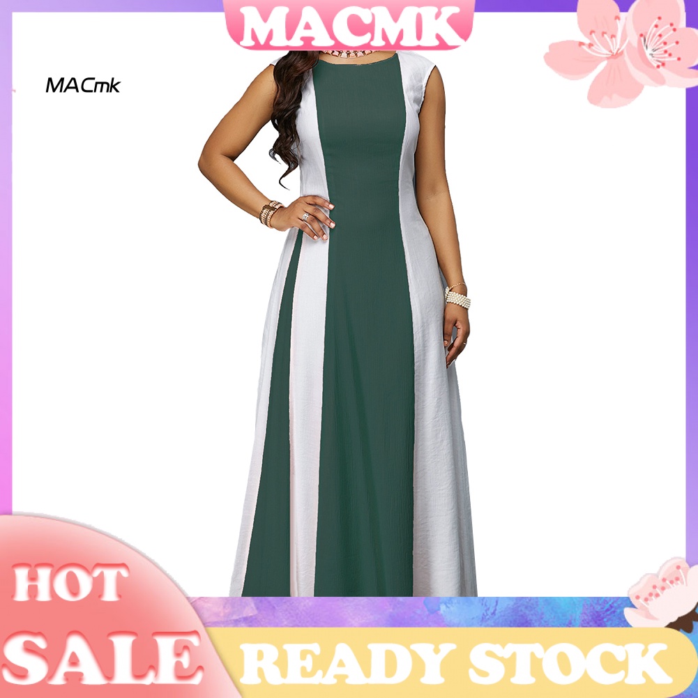 Đầm Maxi Sát Nách Cổ Tròn Lưng Phối Khoá Kéo Có Size Lớn
