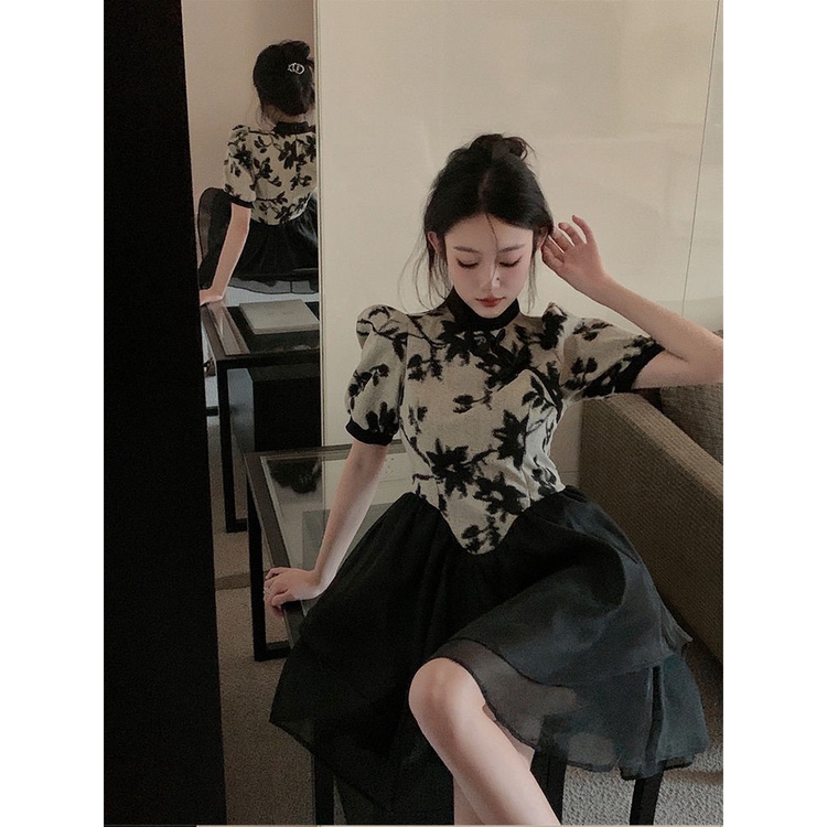 Đầm Sườn Xám Cách Tân Tay Ngắn Phong Cách Trung Hoa Thời Trang Cho Nữ 4.21