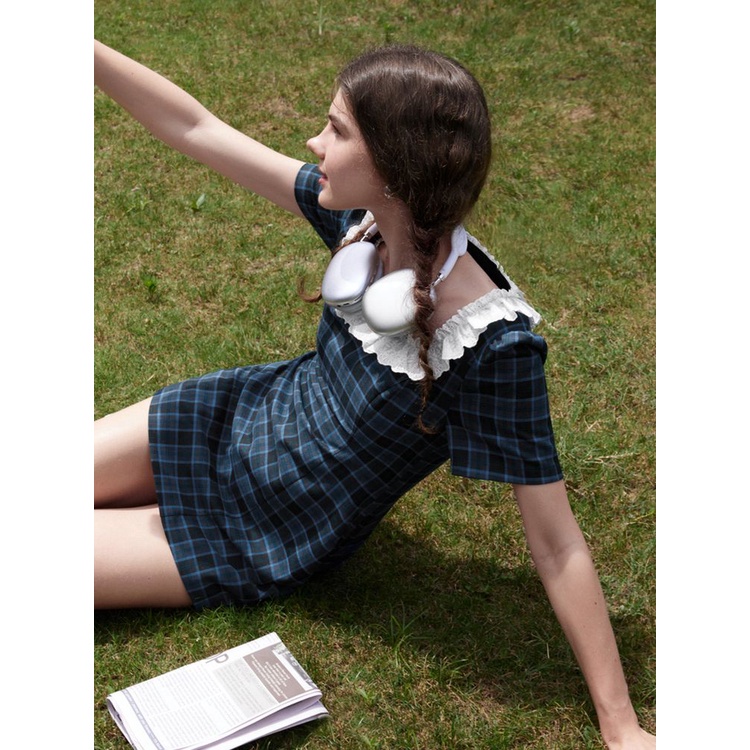 Đầm Ngắn Dáng Chữ A Cổ Vuông Họa Tiết Kẻ Sọc Màu Tương Phản Thời Trang Mùa Hè Hàng Mới 2023