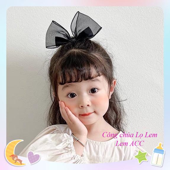 Set 2 kẹp tóc nơ voan, set kẹp tóc cho bé gái đáng yêu tiểu thư cho bé gái L015