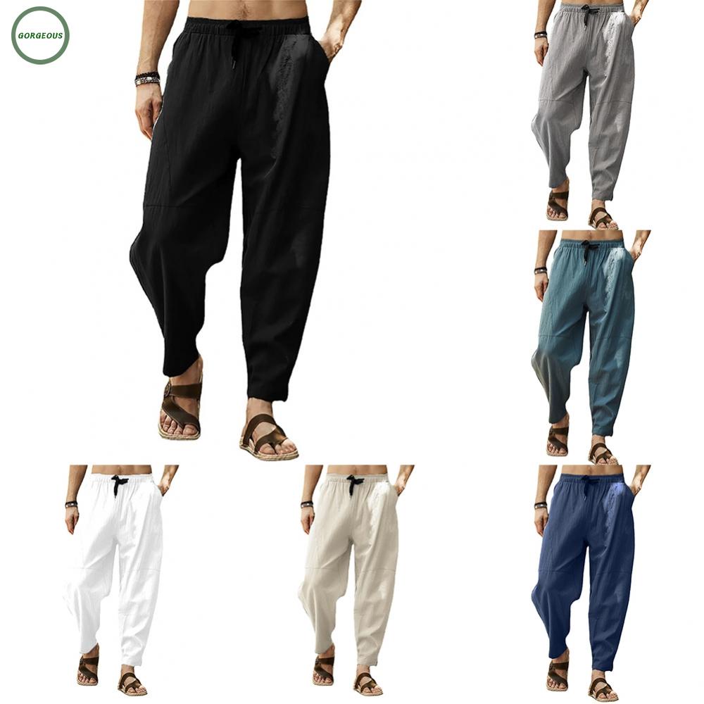 GORGEOUS~Men Pants Comfort Elastic Waist Harem Trousers Joggers Loose Fit M-3XL