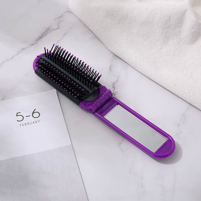 Lược Chải Tóc Massage Da Đầu Thiết Kế Gấp Gọn Có Gương Soi Kích Thước Bỏ Túi Sáng Tạo