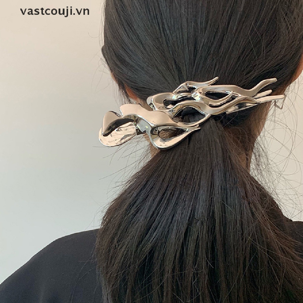 Kẹp Tóc Dạng Móng Vuốt Lớn Bằng Kim Loại Rỗng Màu Bạc Thời Trang Cho Nữ VN