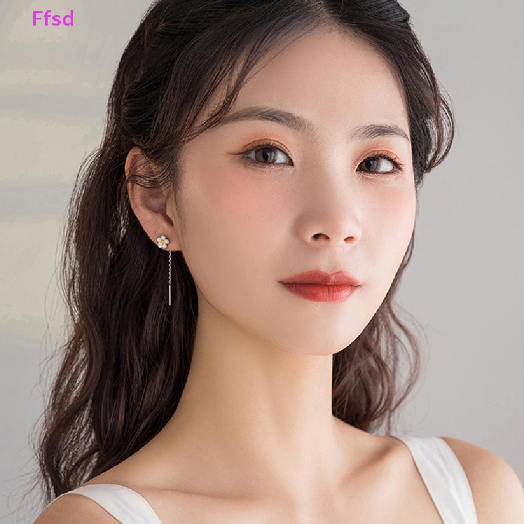 {Ffsd} Bông Tai Bạc 925 Tua Rua Hình Hoa Hướng Dương Cho Nữ * Hàng Bán Chạy