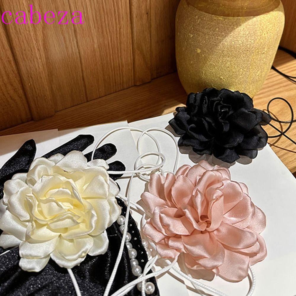 Vòng Cổ Choker Vải Satin Họa Tiết Hoa Hồng Phong Cách Gothic Ngọt Ngào Thanh Lịch