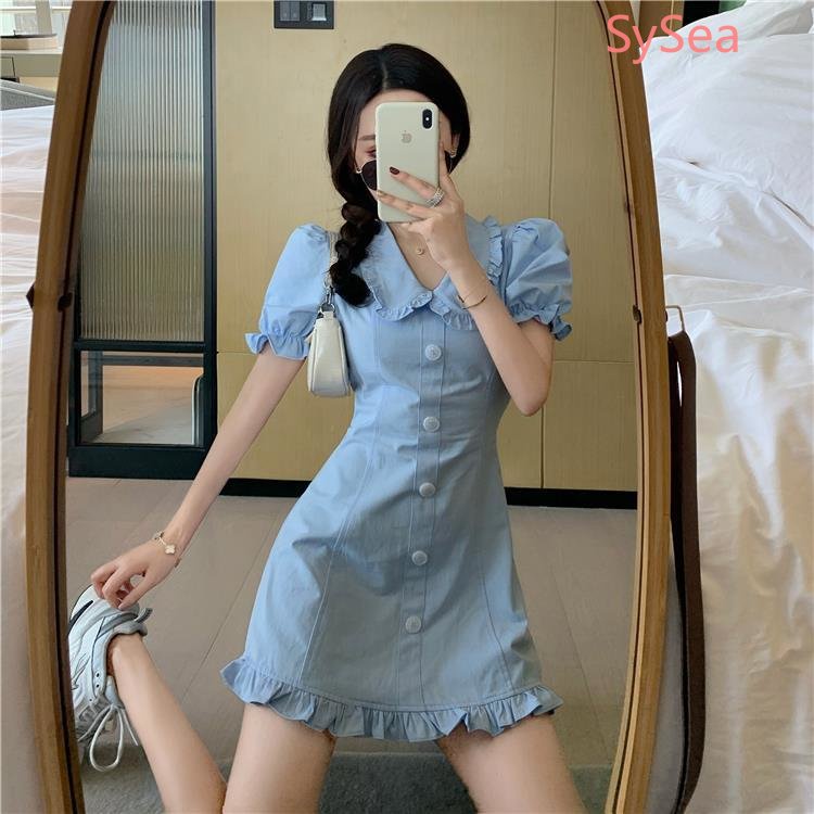 Đầm Tay Phồng Cổ Búp Bê Thời Trang Mùa Hè Pháp Cho Nữ