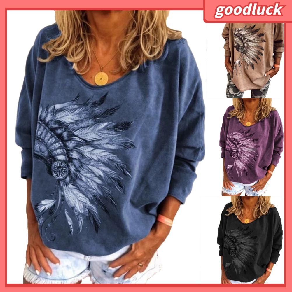 Áo Thun Tay Dài Cổ Tròn Màu Trơn In Họa Tiết Thời Trang Mùa Thu Cho Nữ