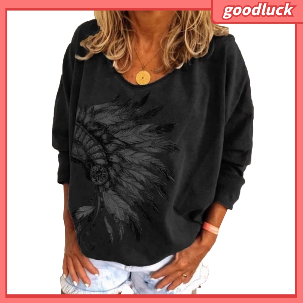 Áo Thun Tay Dài Cổ Tròn Màu Trơn In Họa Tiết Thời Trang Mùa Thu Cho Nữ