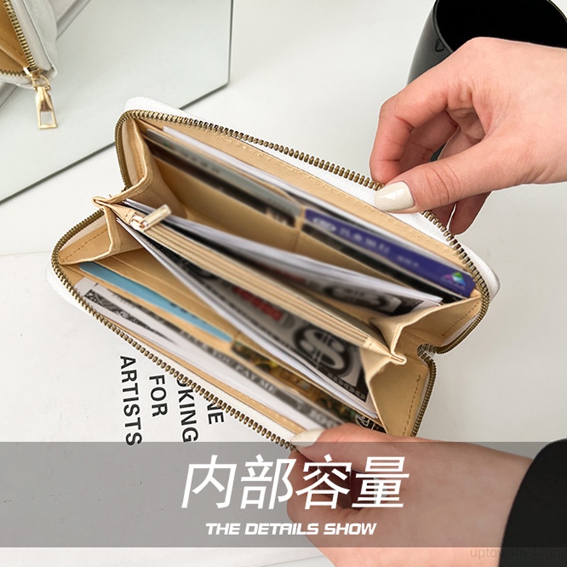 Ví Cầm Tay Nhiều Ngăn Họa Tiết Hình Thoi Đơn Giản Cho Nữ