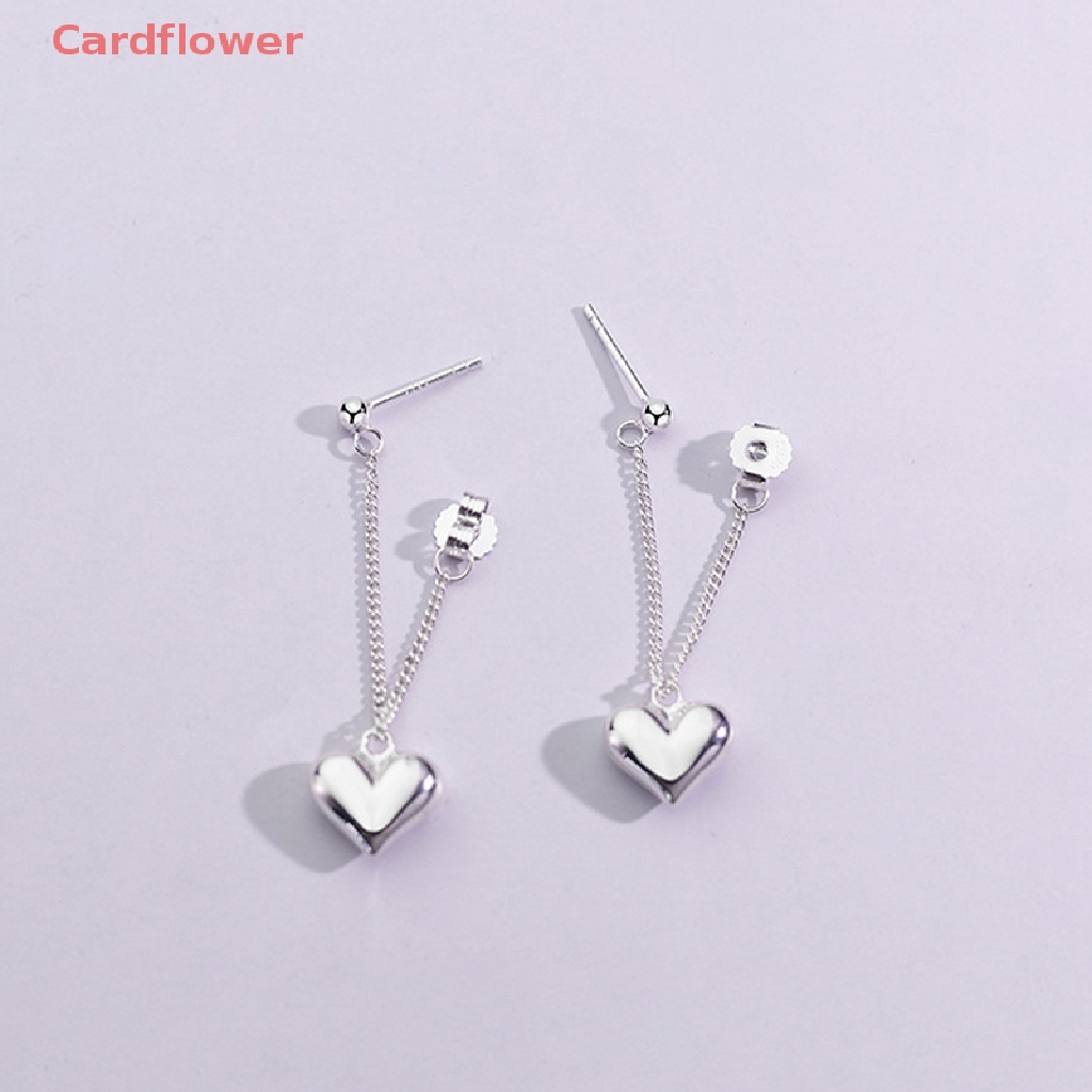 < Cardflower > Khuyên Tai Tua Rua Hình Trái Tim Trái Tim Màu Bạc Không Dị Ứng Thời Trang Vintage Dành Cho Nữ