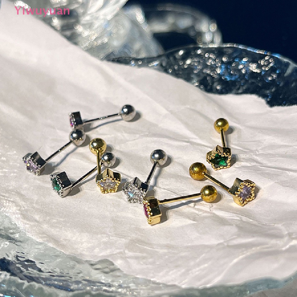 1 Đôi Khuyên Tai Đính Đá Zircon Hình Ngôi Sao Thời Trang Mới