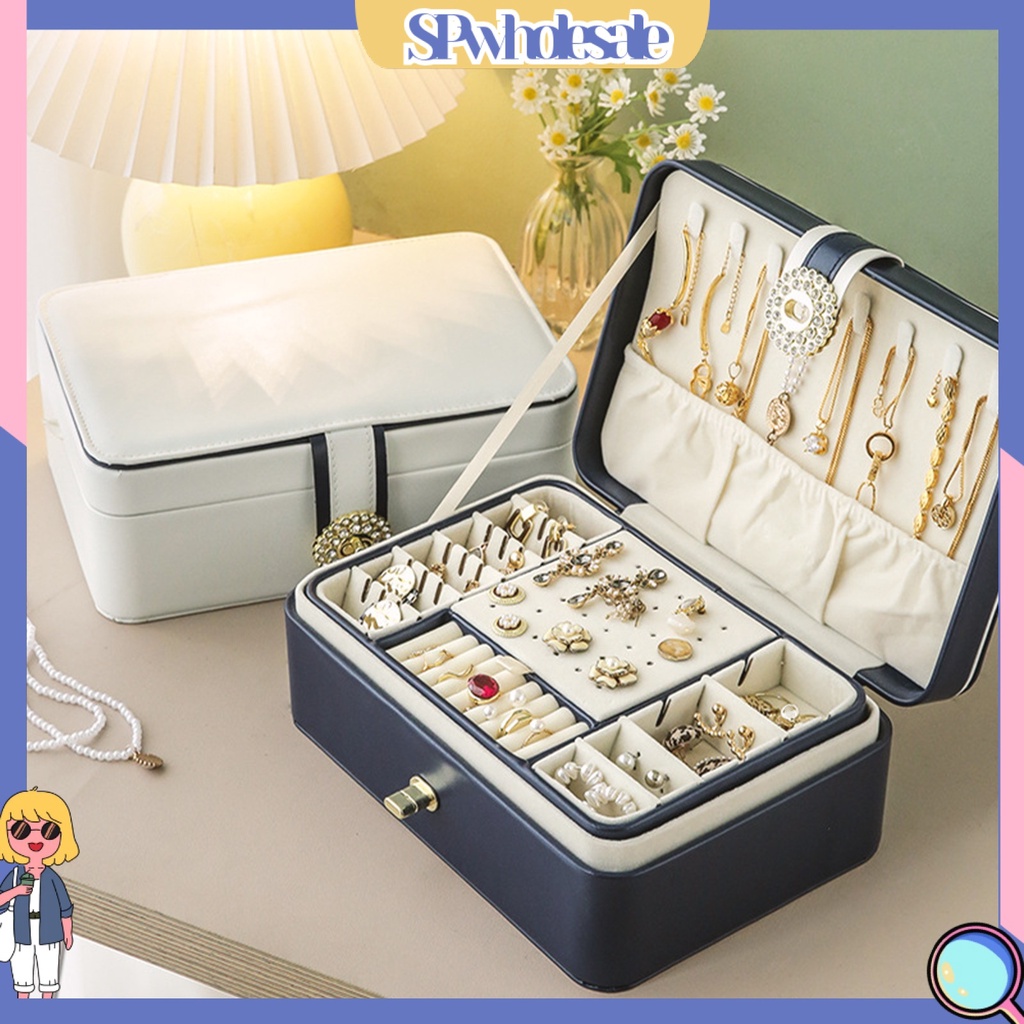 <SPwholesale> Hộp Trưng Bày Nhẫn / Vòng cổ Nhiều Ngăn Có Thể Tháo Rời Thời Trang Cho Nữ