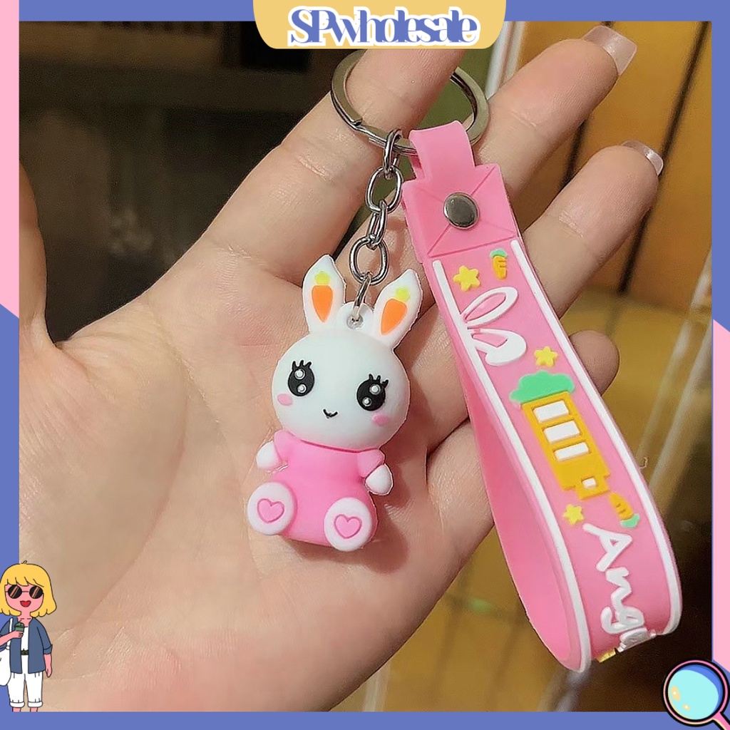 <SPwholesale> Móc Khóa Búp Bê Thỏ Hoạt Hình Ba Chiều Màu Sắc Sống Động Trang Trí Ba Chiều