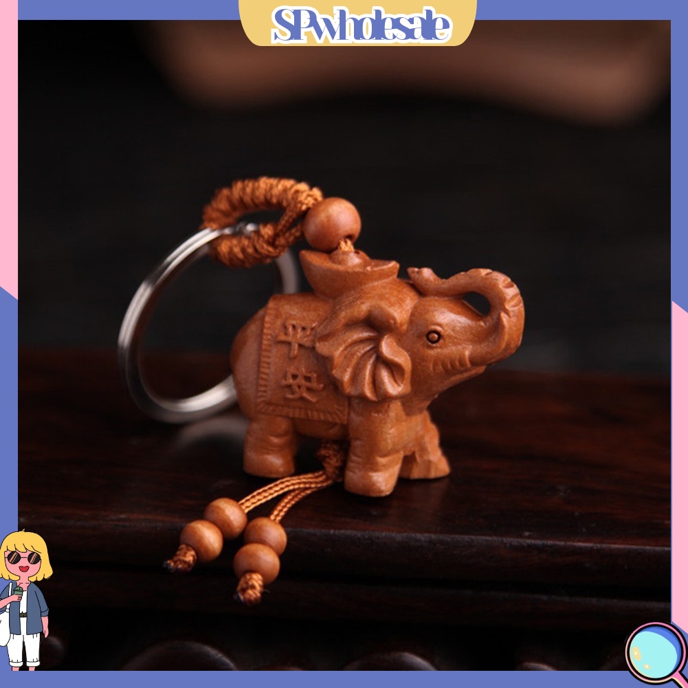 <SPwholesale> Móc Khóa Hình Voi Bằng Gỗ Dễ Thương