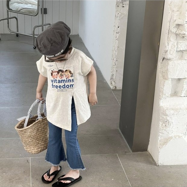 Áo Thun Ngắn Tay Xẻ Tà Dáng Rộng Thời Trang Mùa Hè Phong Cách Hàn Quốc Cho Nữ