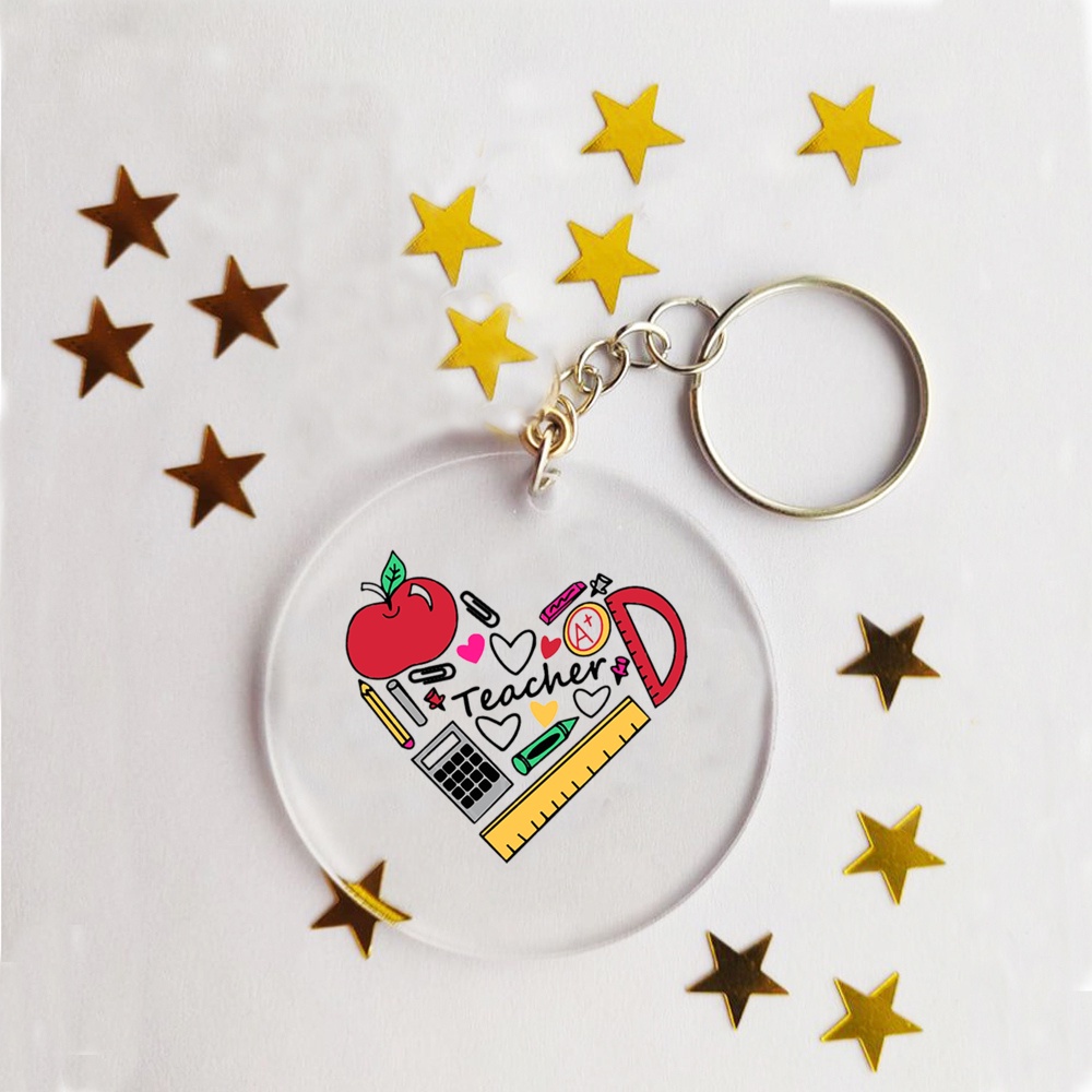 Móc Điện Thoại Bằng acrylic Có Dây Đeo In Chữ Teacher change the world