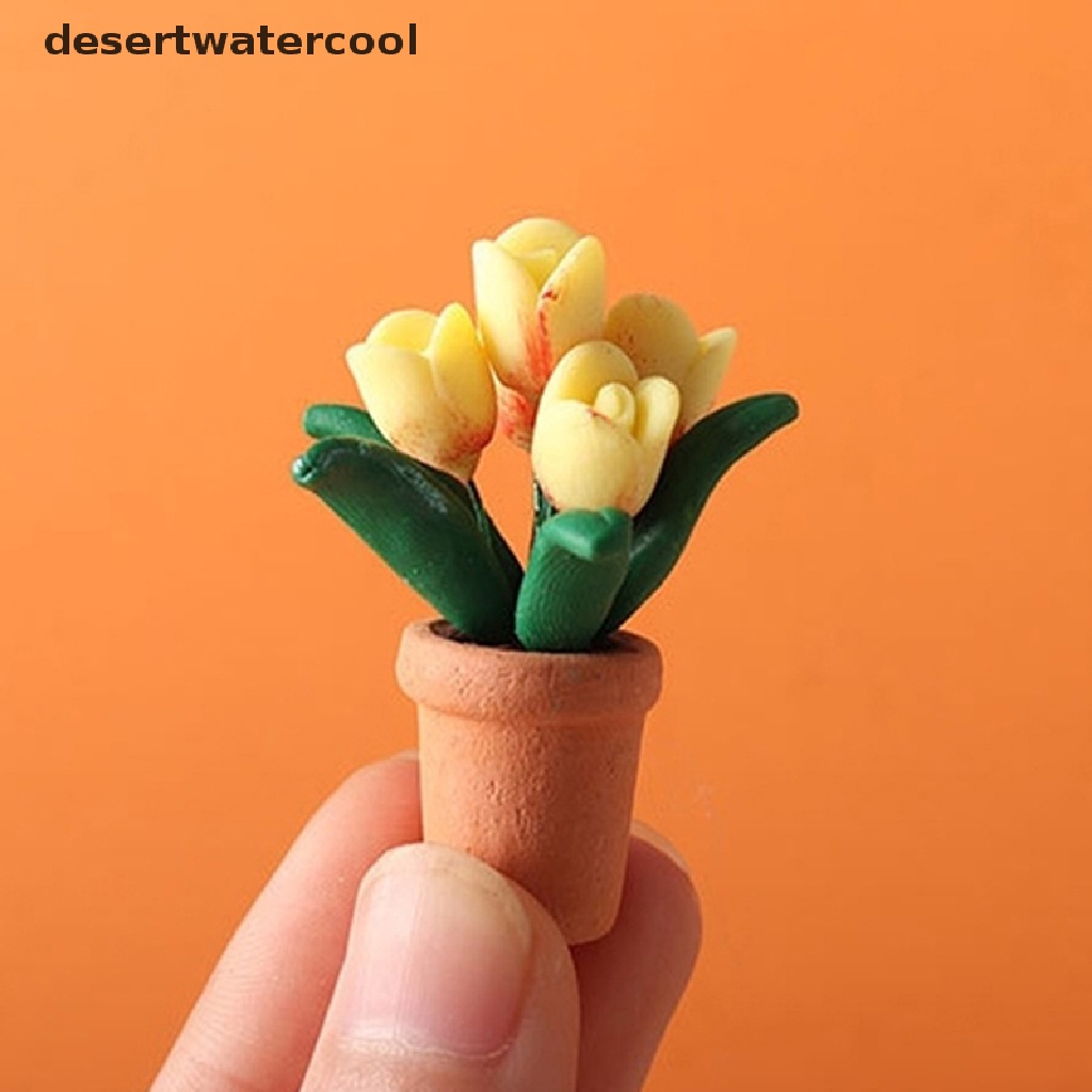 Chậu Hoa Tulip Trang Trí Nhà Búp Bê Tỉ Lệ 1: 12