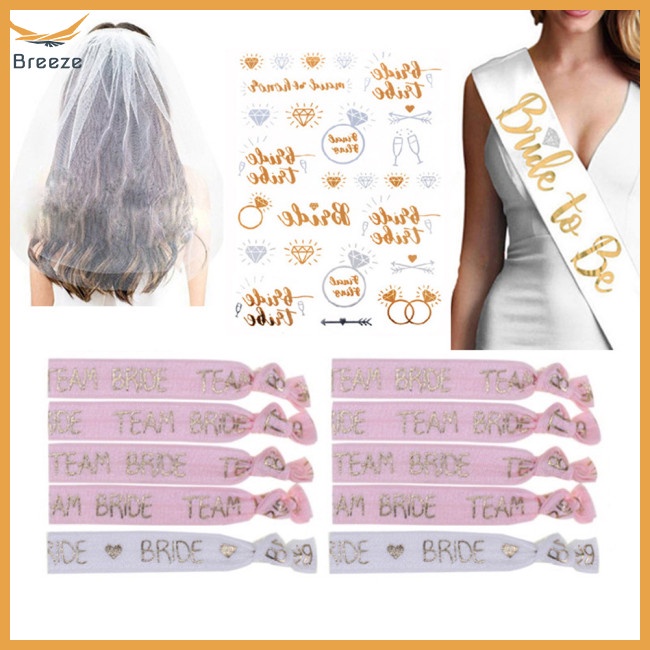 Set 13 Vòng Đeo Tay Co Giãn Có Chữ Bride To Be Co Giãn Trang Trí Tiệc Cưới