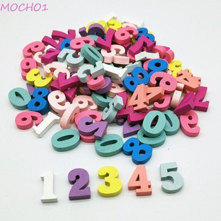 Bộ 100 Phụ Kiện Hình Chữ Cái / Số Hỗn Hợp Mocho Bằng Gỗ Nhiều Màu Sắc Dùng Trang Trí Nội Thất Nhà / Đồ Thủ Công DIY